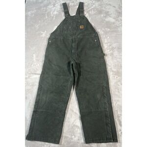 VTG Carhartt Canvas Bib Overalls Mens 42x30 Double Knee Duck Insulated R27 M0S